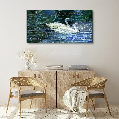 Obraz canvas Pokojná voda s labuťami