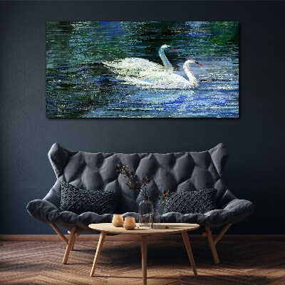 Obraz canvas Pokojná voda s labuťami