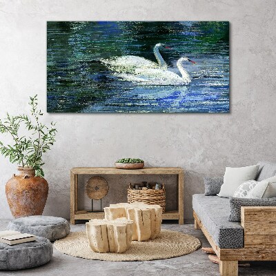 Obraz canvas Pokojná voda s labuťami