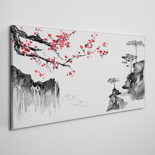 Obraz na plátne Kvetinové krajiny v japonskom štýle