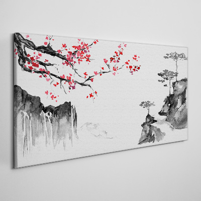 Obraz na plátne Kvetinové krajiny v japonskom štýle