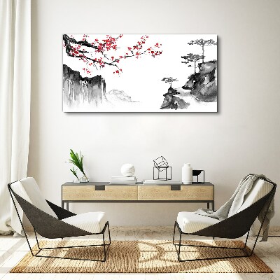 Obraz na plátne Kvetinové krajiny v japonskom štýle