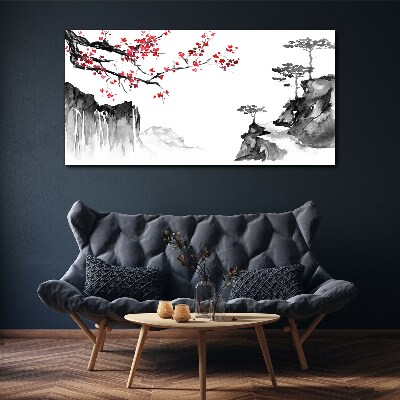 Obraz na plátne Kvetinové krajiny v japonskom štýle