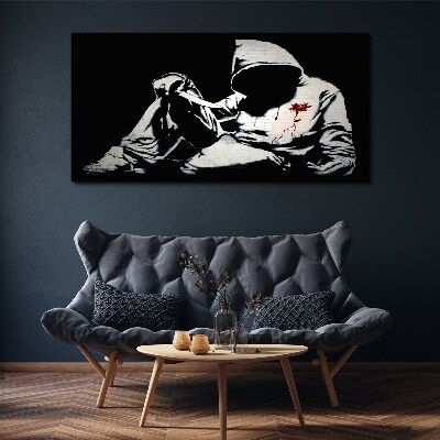 Obraz Canvas Nôž banksy čierna a biela