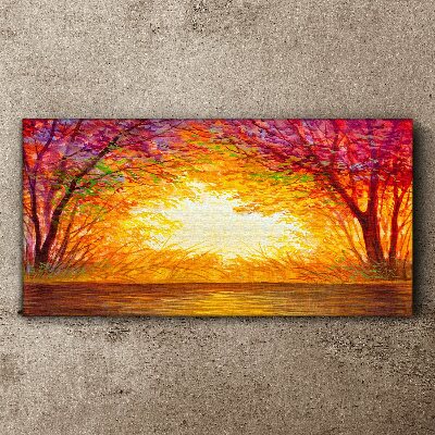 Obraz na plátne Vodné jesenné západ slnka