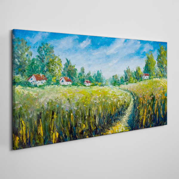 Obraz canvas Letné krajiny s vidieckymi domami