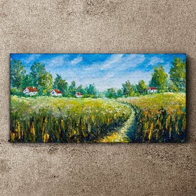 Obraz canvas Letné krajiny s vidieckymi domami