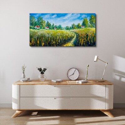 Obraz canvas Letné krajiny s vidieckymi domami