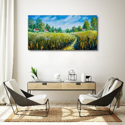 Obraz canvas Letné krajiny s vidieckymi domami