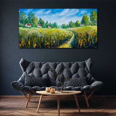 Obraz canvas Letné krajiny s vidieckymi domami