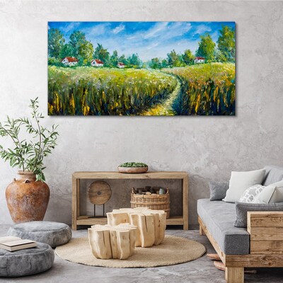 Obraz canvas Letné krajiny s vidieckymi domami