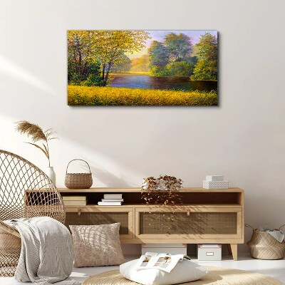Obraz na plátne Lesné kvety rieka príroda