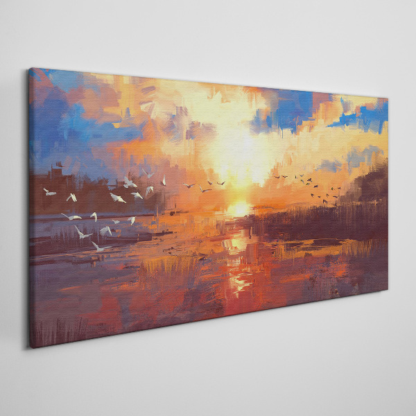 Obraz canvas Západ slnka nad pokojným jazerom