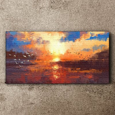 Obraz canvas Západ slnka nad pokojným jazerom