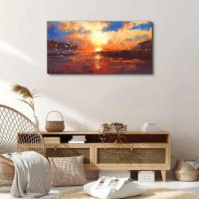 Obraz canvas Jazero Mraky Sunset