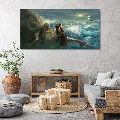 Obraz na plátne Siréna Oceán Loď Búrka