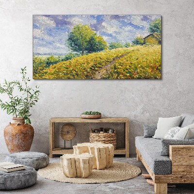 Obraz na plátne Kopec lúka stromy obloha