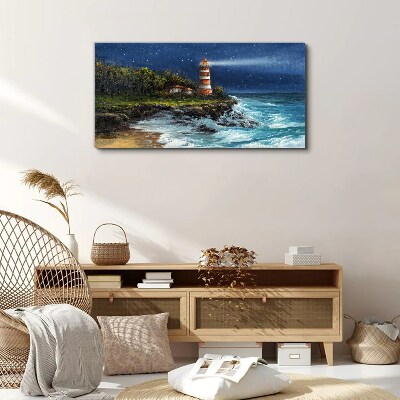 Obraz na plátne Maják pobrežie vlny