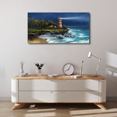 Obraz na plátne Maják pobrežie vlny