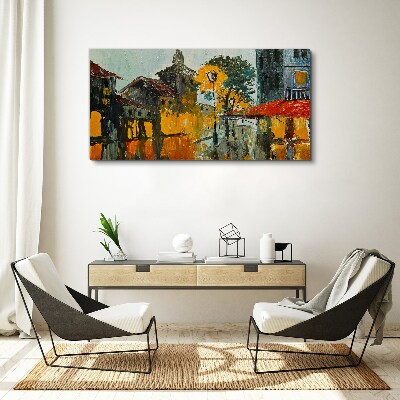 Obraz canvas Zlatý odraz mestskej krajiny
