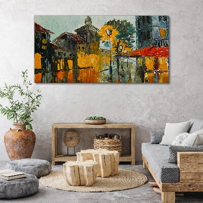Obraz canvas Zlatý odraz mestskej krajiny