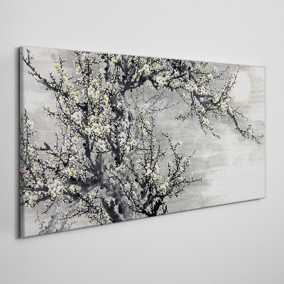 Obraz canvas Kvitnúca vetva v monochromatickom tóne