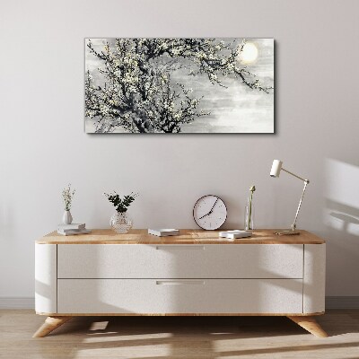 Obraz canvas Kvitnúca vetva v monochromatickom tóne