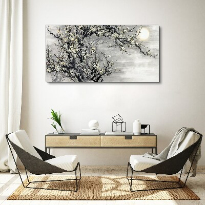 Obraz canvas Kvitnúca vetva v monochromatickom tóne