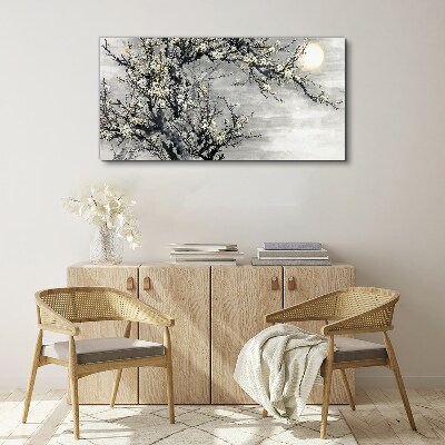 Obraz canvas Kvitnúca vetva v monochromatickom tóne