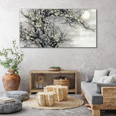 Obraz canvas Kvitnúca vetva v monochromatickom tóne