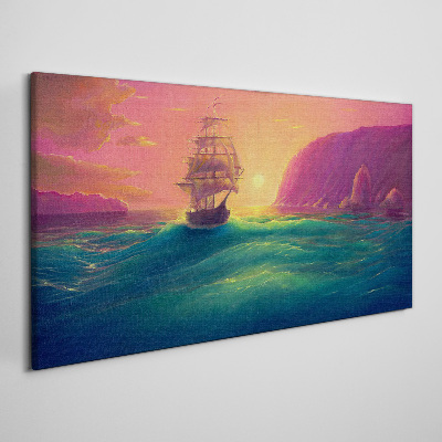 Obraz na plátne More západ slnka lodi