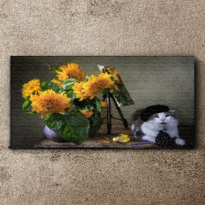 Obraz na plátne Kvety Zvierací mačka