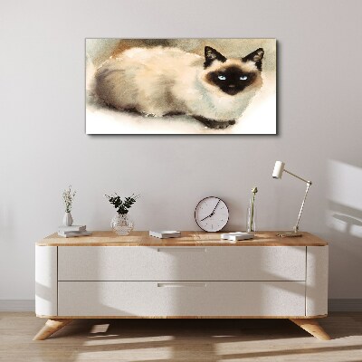 Obraz canvas Siamská mačka v jemných akvareloch
