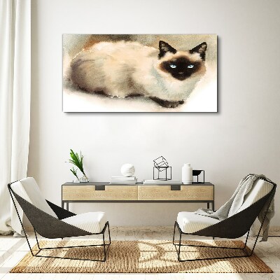 Obraz canvas Siamská mačka v jemných akvareloch