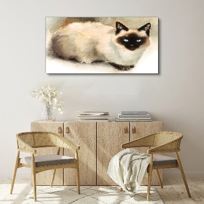 Obraz canvas Siamská mačka v jemných akvareloch