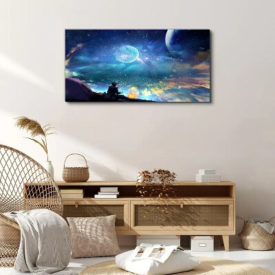 Obraz na plátne Nočná obloha hviezda mesiac