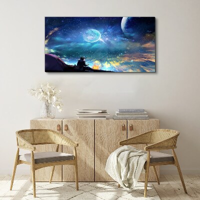 Obraz na plátne Nočná obloha hviezda mesiac