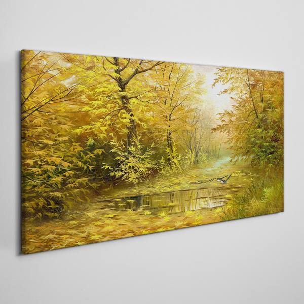 Obraz na plátne Lesné rieka jesenné voľne žijúcich živočíchov
