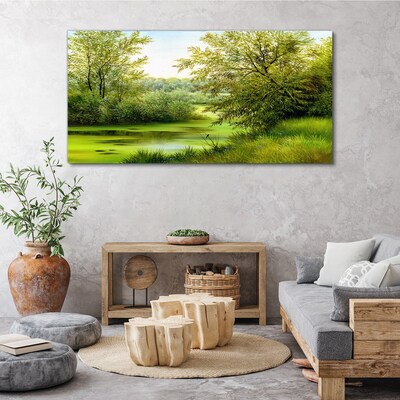 Obraz na plátne Stromy rieka príroda