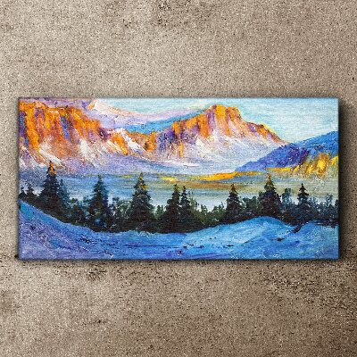 Obraz canvas Zimné sneh stromy hory