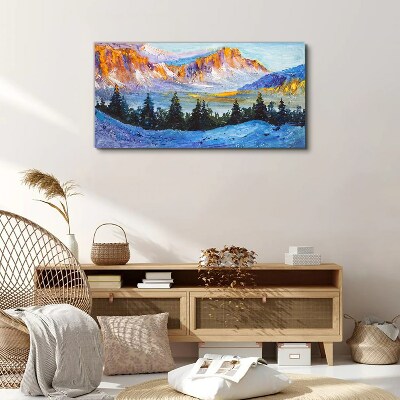 Obraz canvas Zimné sneh stromy hory