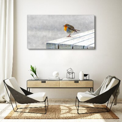 Obraz canvas Robin na bielej tabuli
