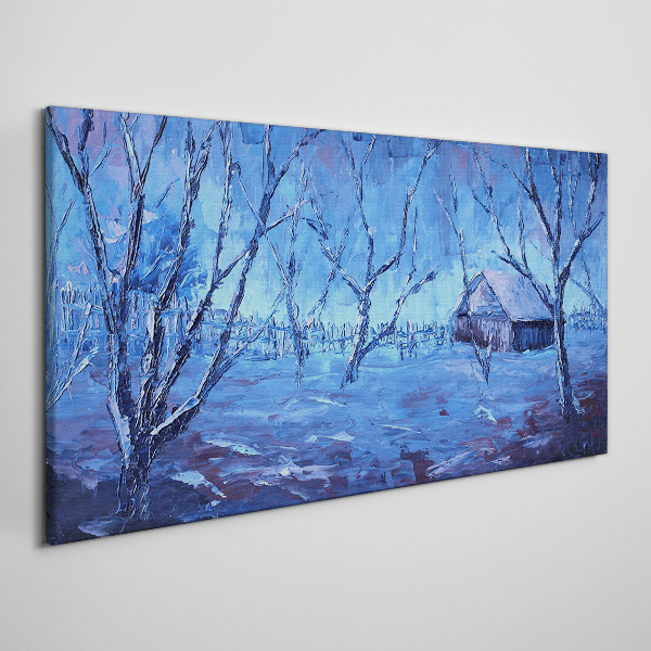 Obraz canvas Zimná krajina s chatou