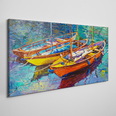 Obraz canvas Farebné člny na pokojnej vode