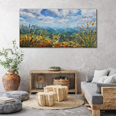 Obraz canvas Abstrakcie mraky hory