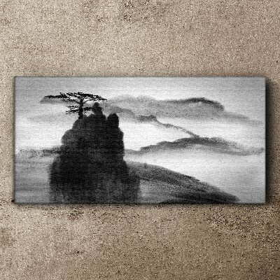 Obraz canvas Horský strom hmlou