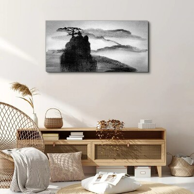 Obraz canvas Osamelý strom na skalnatej hore
