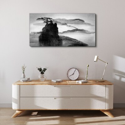 Obraz canvas Osamelý strom na skalnatej hore
