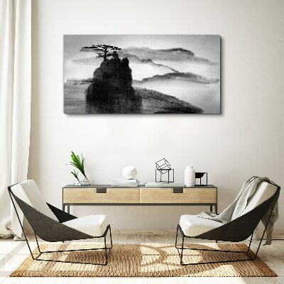 Obraz canvas Osamelý strom na skalnatej hore