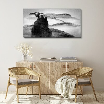 Obraz canvas Osamelý strom na skalnatej hore